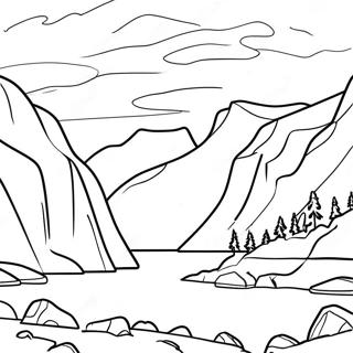 Norway Fjord With Mountains Coloring Page 56703-45676