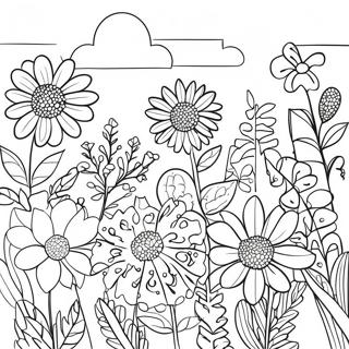 Pointillism Flower Garden Coloring Page 56723-45690