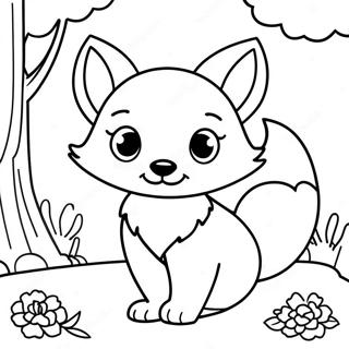 Cute Woodland Fox Coloring Page 5672-4693