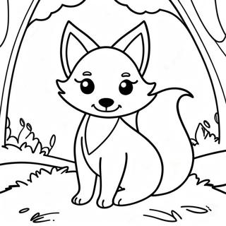 Cute Woodland Fox Coloring Page 5672-4694