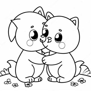 Cute Fluvsies Playing Together Coloring Page 56763-45721