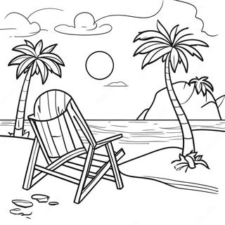 Paradise Beach Scene Coloring Page 56772-45726