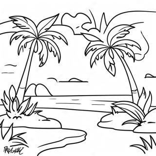 Tropical Paradise With Palm Trees Coloring Page 56773-45729