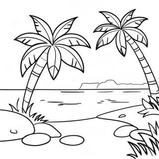 Tropical Paradise With Palm Trees Coloring Page 56773-45731