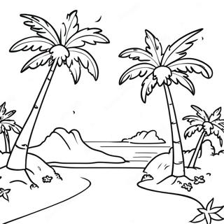 Tropical Paradise With Palm Trees Coloring Page 56773-45732