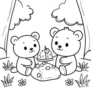 Cute Teddy Bears Enjoying A Picnic Coloring Page 56833-45777