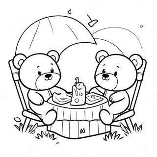 Cute Teddy Bears Enjoying A Picnic Coloring Page 56833-45778