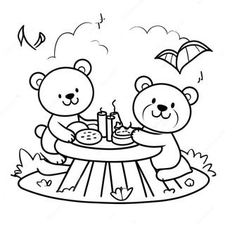 Cute Teddy Bears Enjoying A Picnic Coloring Page 56833-45780