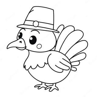 Adorable Turkey With A Hat Coloring Page 56893-45822