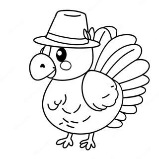 Adorable Turkey With A Hat Coloring Page 56893-45823