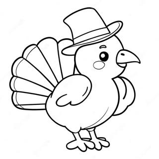 Adorable Turkey With A Hat Coloring Page 56893-45824