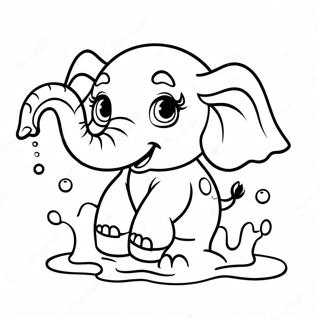 Cute Baby Elephant Splashing Water Coloring Page 57073-45967