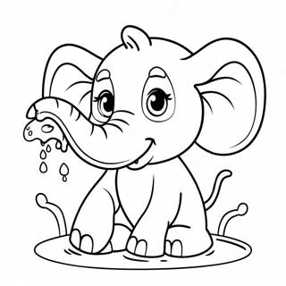 Cute Baby Elephant Splashing Water Coloring Page 57073-45968