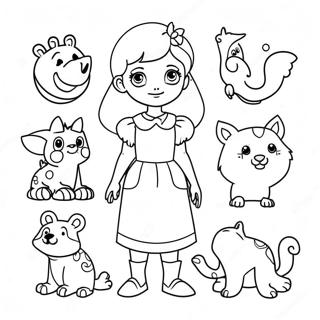 Elinor With Colorful Animals Coloring Page 57103-45993