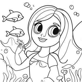 Barbie With Colorful Dolphins Coloring Page 57193-46065