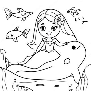 Barbie With Colorful Dolphins Coloring Page 57193-46068