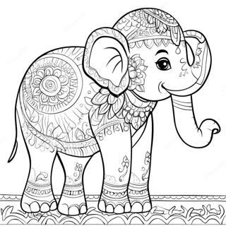 Intricate Indian Elephant Coloring Page 57213-46081