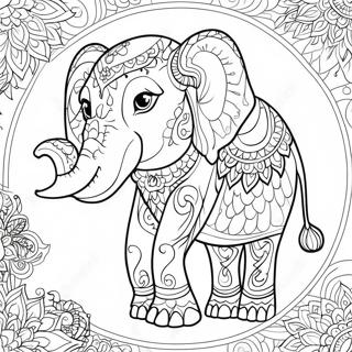 Intricate Indian Elephant Coloring Page 57213-46082