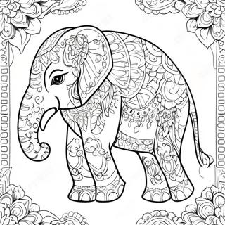 Intricate Indian Elephant Coloring Page 57213-46083