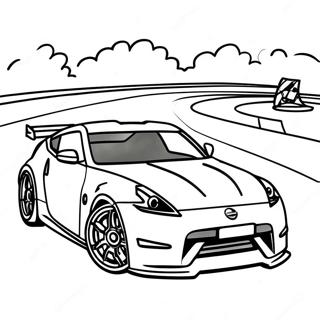 Nissan 370z Racing On A Track Coloring Page 57373-46211