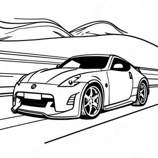 Nissan 370z Racing On A Track Coloring Page 57373-46212