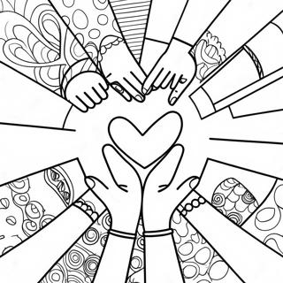 Diverse Friends Holding Hands Equality Coloring Page 57433-46256