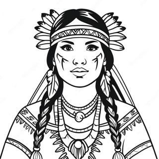 Native American Woman In Traditional Dress Coloring Page 57452-46270