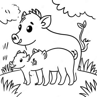 Cute Wild Boar Family Coloring Page 57493-46305