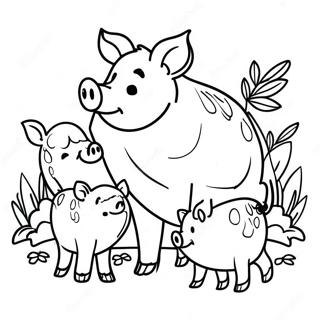 Cute Wild Boar Family Coloring Page 57493-46306