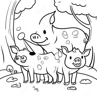 Cute Wild Boar Family Coloring Page 57493-46308