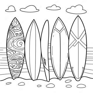 Colorful Surfboards On The Beach Coloring Page 57593-46383