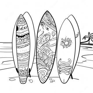 Colorful Surfboards On The Beach Coloring Page 57593-46384