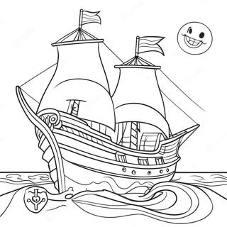 Colorful Pirate Ship Adventure Coloring Page 5772-4773