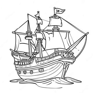 Colorful Pirate Ship Adventure Coloring Page 5772-4774