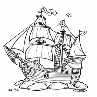 Colorful Pirate Ship Adventure Coloring Page 5772-4775