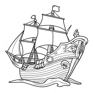 Colorful Pirate Ship Adventure Coloring Page 5772-4776