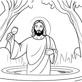 Colorful Jesus Turns Water Into Wine Scene Coloring Page 57733-46500