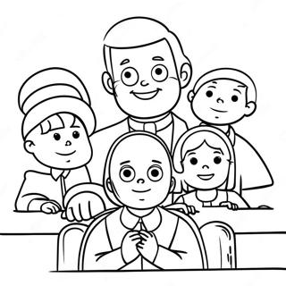 Thankful Children At Church Coloring Page 5782-4783