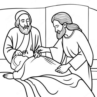 Jairus Daughter Healing Scene Coloring Page 57832-46574