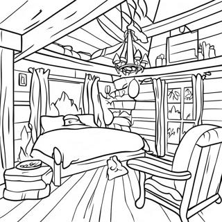 Log Cabin Cozy Interior Coloring Page 57842-46582