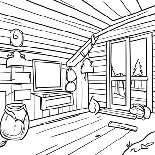 Log Cabin Cozy Interior Coloring Page 57842-46583