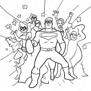 Colorful Superhero Party Scene Coloring Page 57973-46690