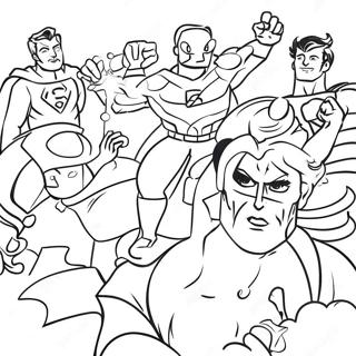 Colorful Superhero Party Scene Coloring Page 57973-46691