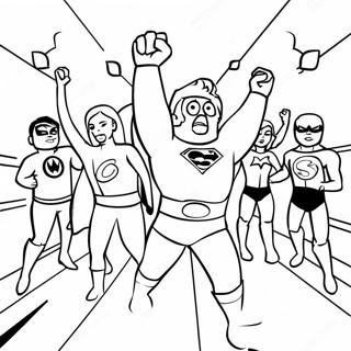 Colorful Superhero Party Scene Coloring Page 57973-46692