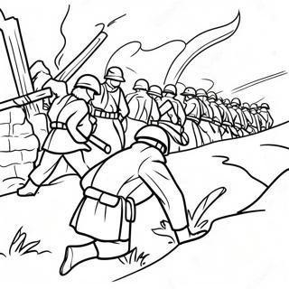 Trench Warfare Ww1 Battle Scene Coloring Page 58043-46743