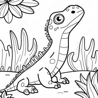 Playful Lizard In A Garden Coloring Page 58093-46786