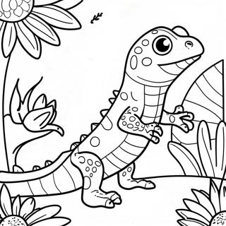 Playful Lizard In A Garden Coloring Page 58093-46787