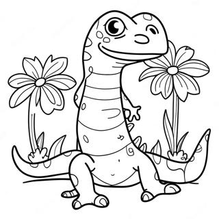 Playful Lizard In A Garden Coloring Page 58093-46788