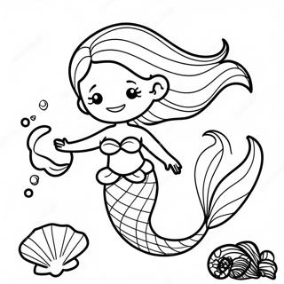 Sparkling Mermaid With Seashells Coloring Page 58303-46953