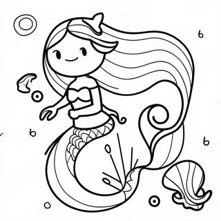 Sparkling Mermaid With Seashells Coloring Page 58303-46954